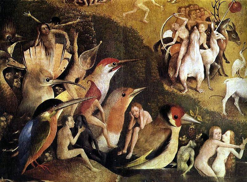 BOSCH, Hieronymus Garden of Earthly Delights tryptich centre panel oil painting picture
